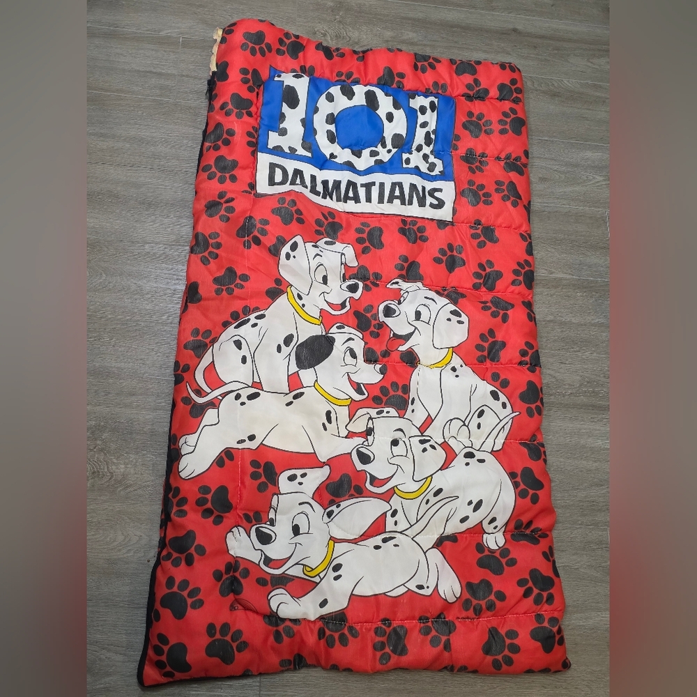 Vintage 1990's Disney 101 Dalmations Kids Sleeping Bag 30 X 57